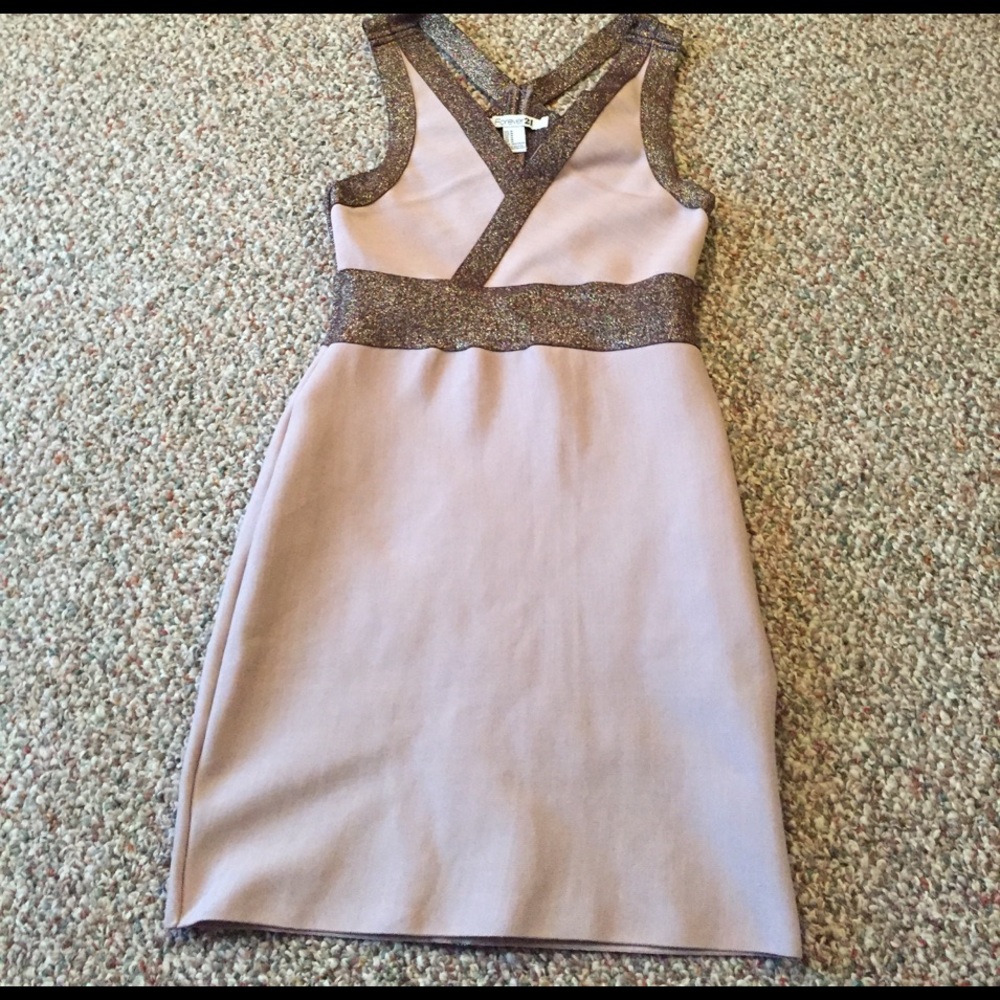 Forever 21 nude dress! Form fitting super cute!!