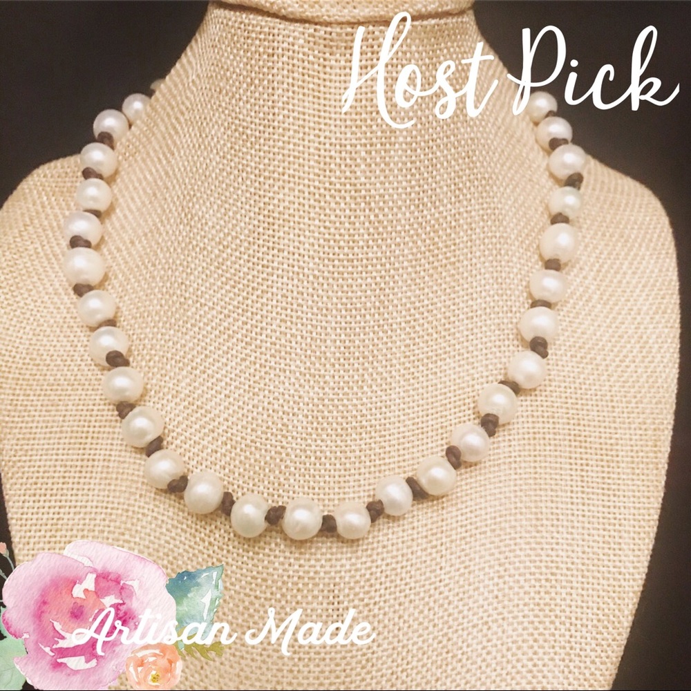 NEW Leather Pearl Full Strand Knot Necklace