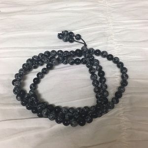Black and gray beaded wrap bracelet/necklace