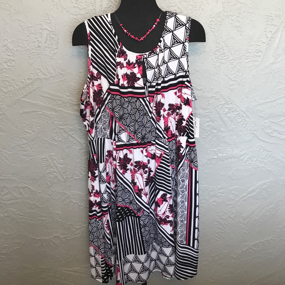 NWT - Black/White/Pink Dress