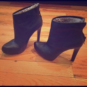 Black soft leather booties