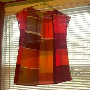 Short sleeve color block blouse