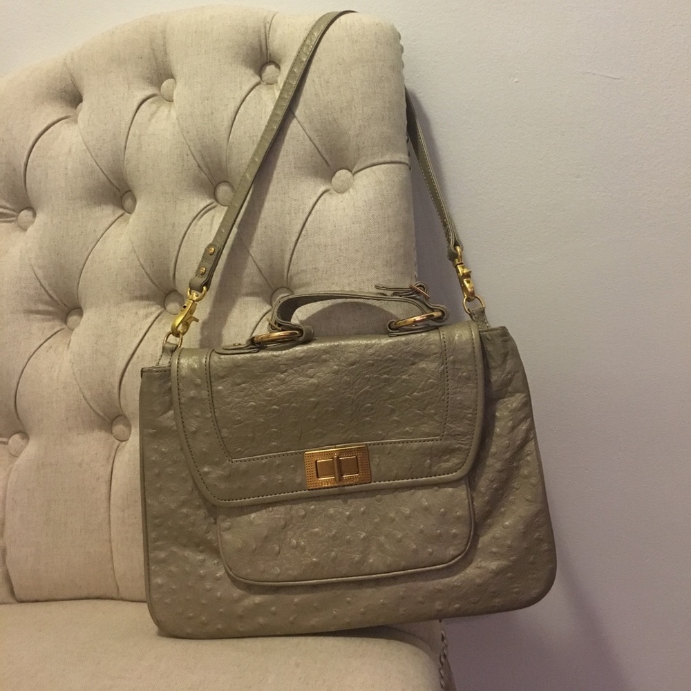 Rebecca Minkoff ostrich covet satchel