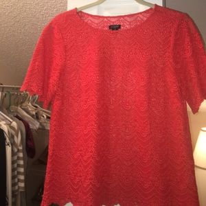 I Crew Red/ Orange lace top