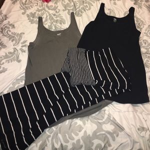 Two Maternity tank tops and a maxi skirt