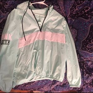 Blue and white windbreaker