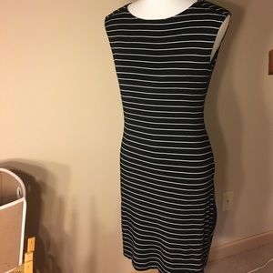 Calvin Klein black and white knit dress.