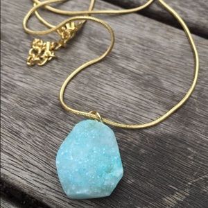 Natural Raw blue crystal Turquoise Necklace