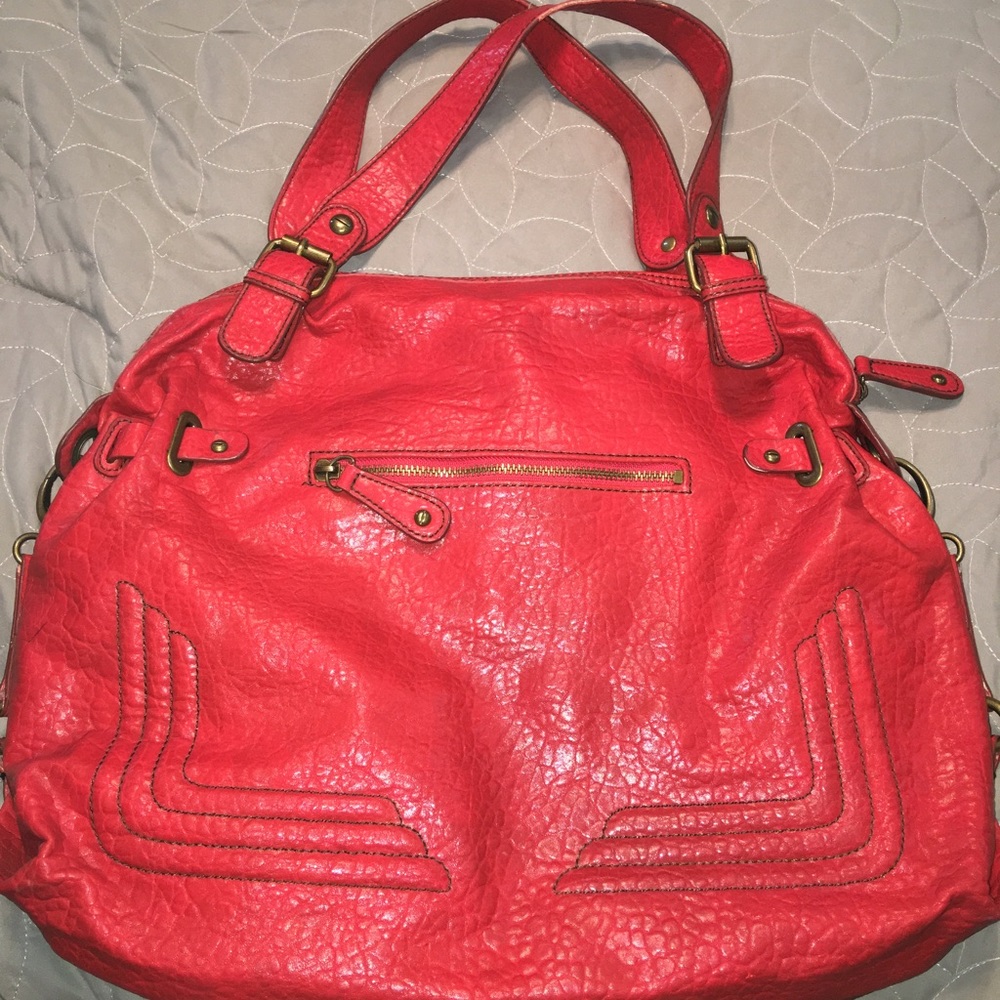 Red Jessica Simpson purse! Cheetah silk interior!
