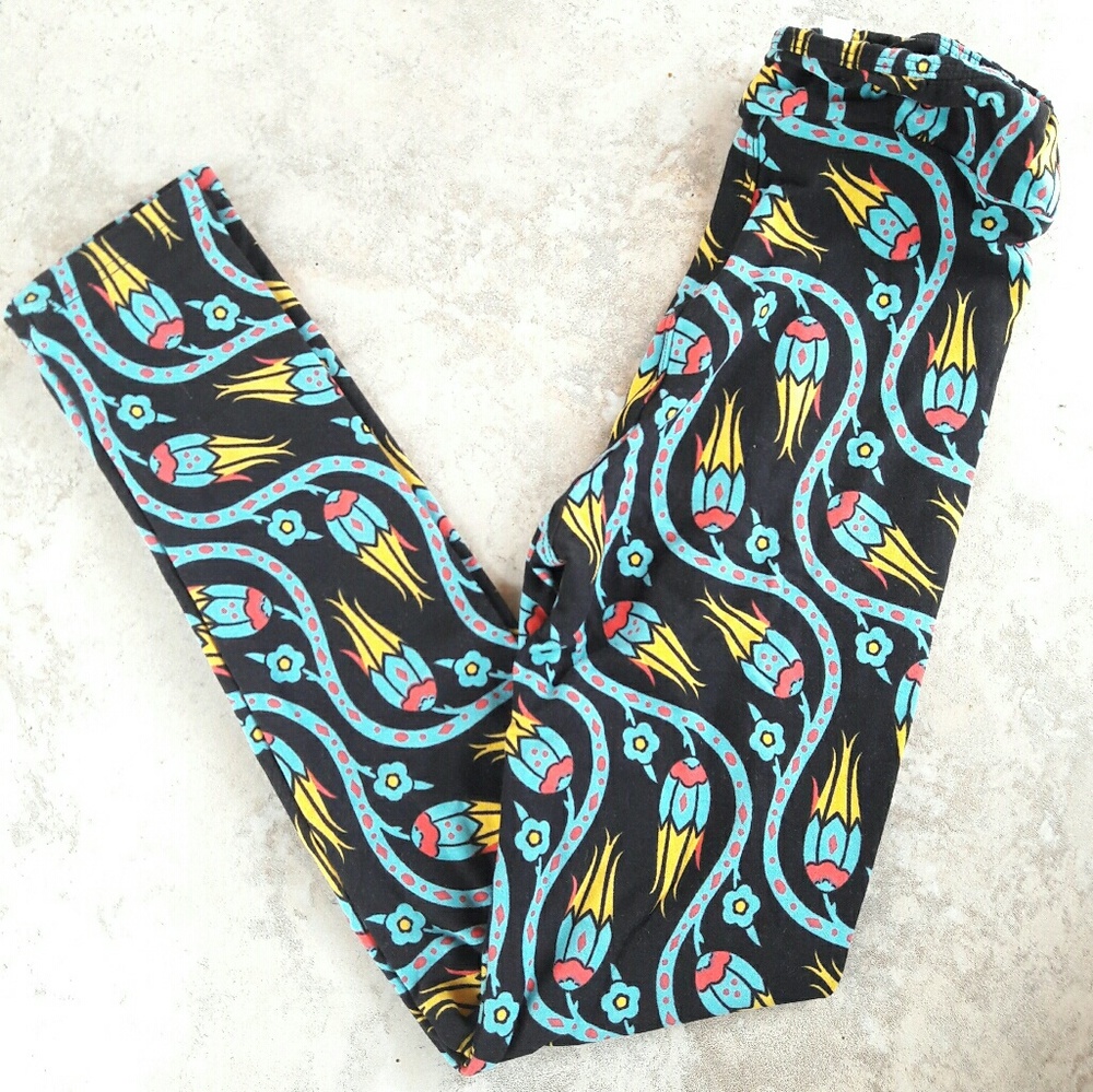 Exotic Flower Leggings from LuLaRoe Size L/XL - Picture 2 of 4