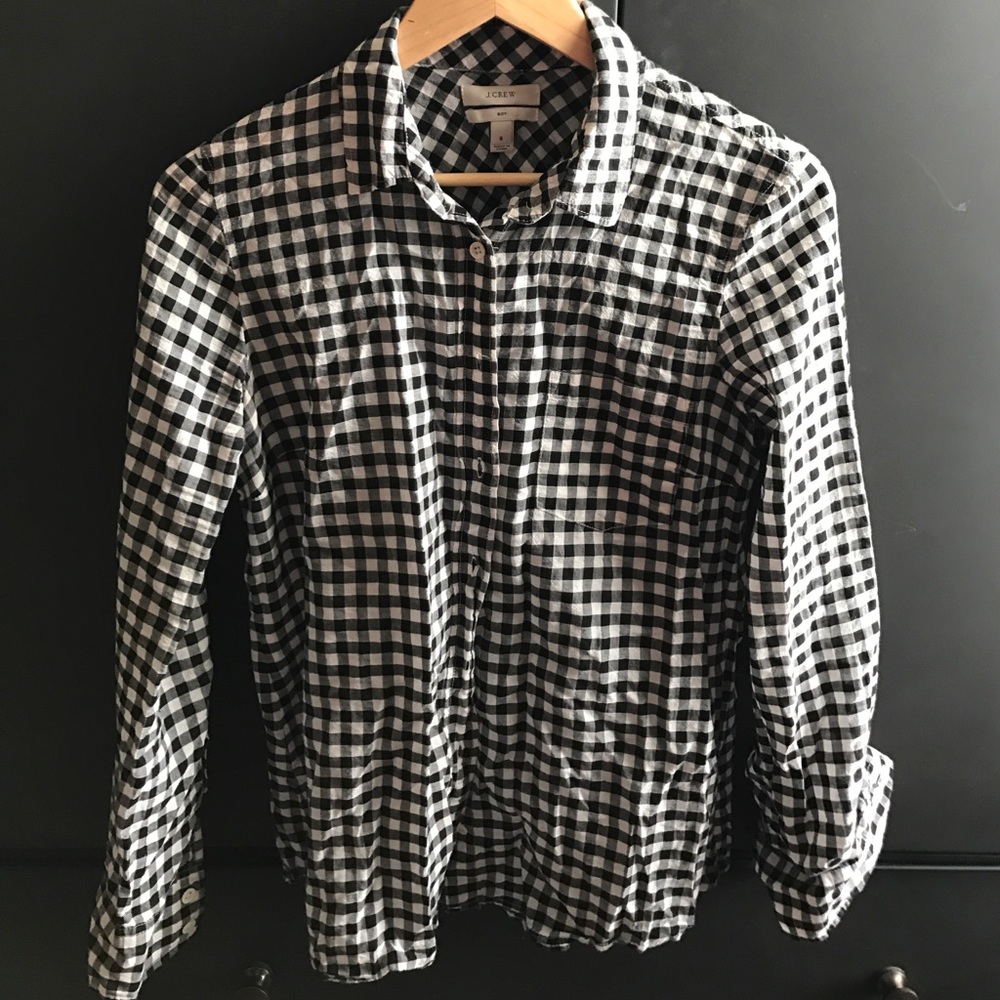 Black and White J.Crew gingham boy shirt