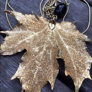 Real Maple Leaf Gold Dipped Pendant Necklace