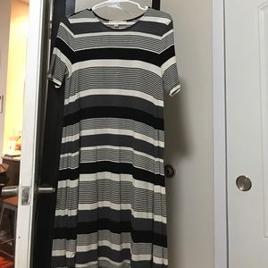 LOFT mix stripe trapeze dress