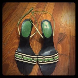 Kate Spade Wedges size 7 1/2; Navy and Kelly green