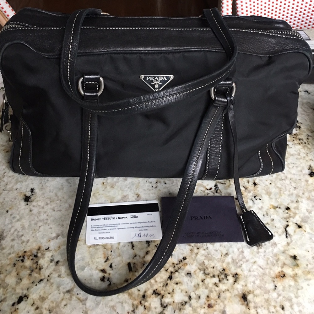 Prada Black Tessuto & Nappa Nero Bag