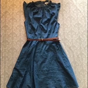 Belted chambray dress.