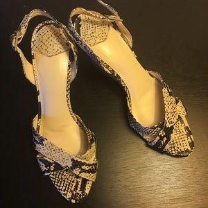 Leather Snakeskin Printed Wedge Heels