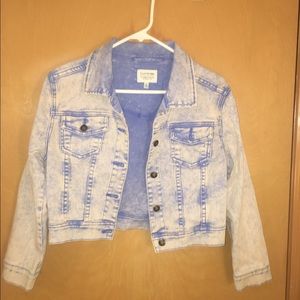 Acid Wash Cropped Denim Jacket