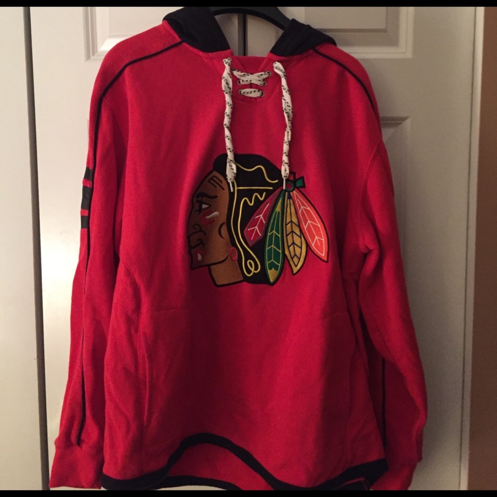 Red and black Blackhawks hoodie