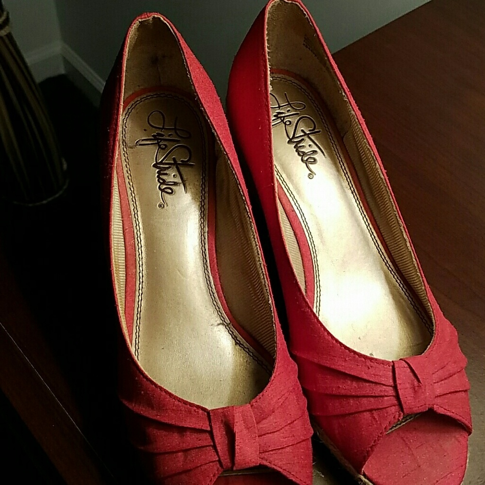 Red canvas slip on shoes