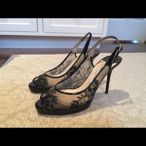 Jimmy Choo Nova Lace Black Patent Leather Heel