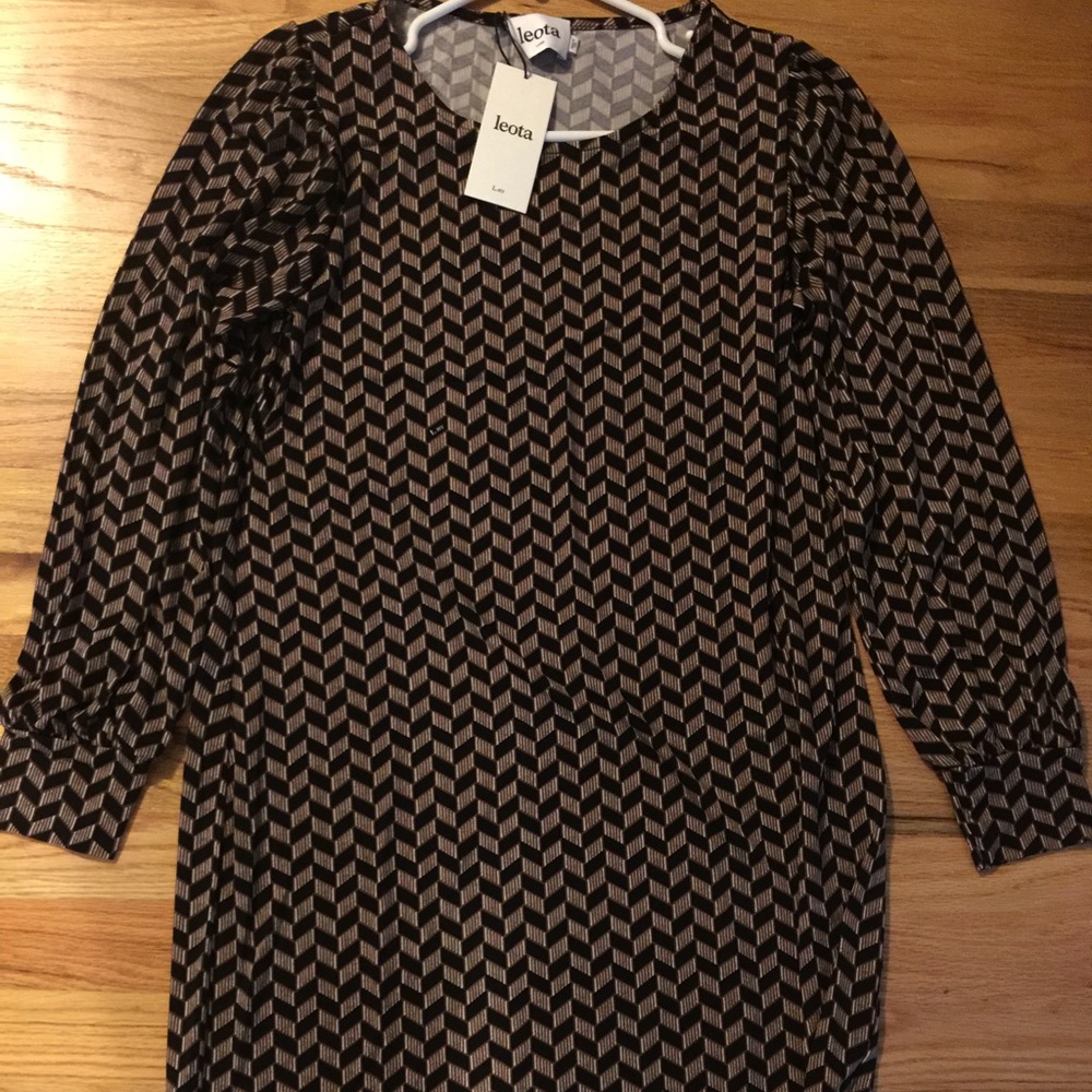 Leota polyester and spandex black and brown dress