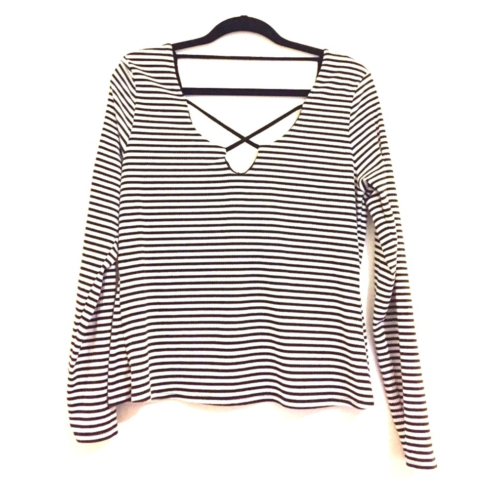 Charlotte Russe Stripped Top with Open Back