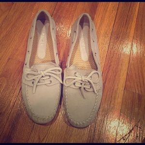 Cream suede flats