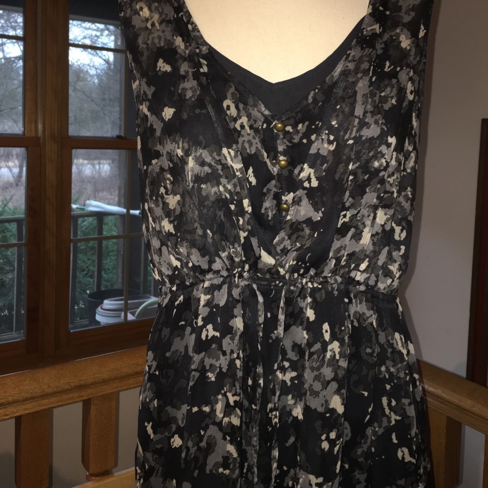 Converse, gray/black dress. Solid slip/ sheer top