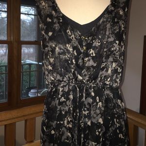 Converse, gray/black dress. Solid slip/ sheer top