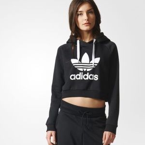 Adidas cropped hoodie black and white