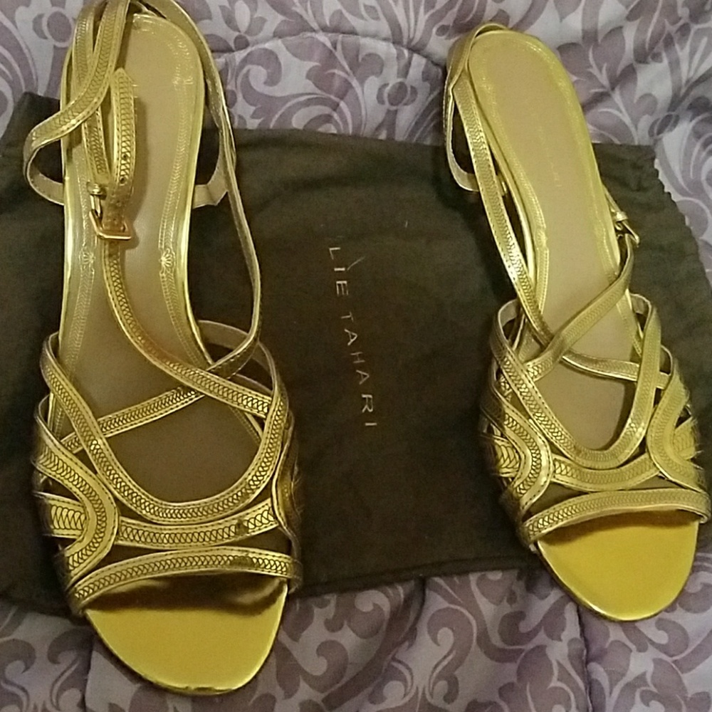 Worn Once Elie Tahari gold sandals