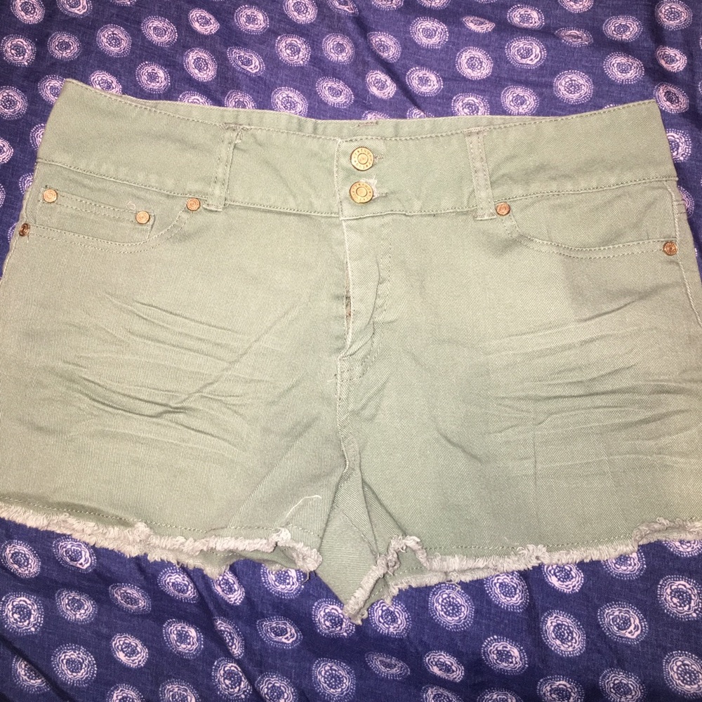 Olive green cutoff shorts