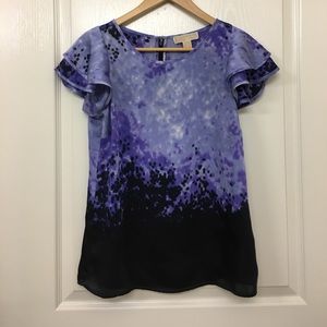 Purple Michael Kors Layered Cap Sleeve Blouse