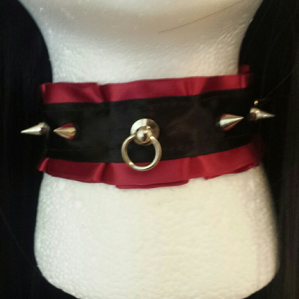 Black and red studded collar