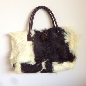 Kenneth Cole Brown and White Cow Hide Bag