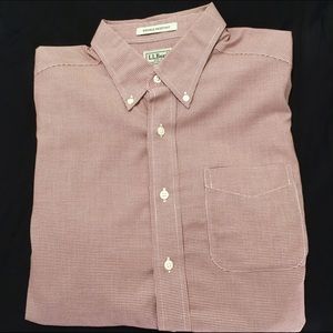 L.L. Bean Men's Button Up Shirt - Red Houndstooth