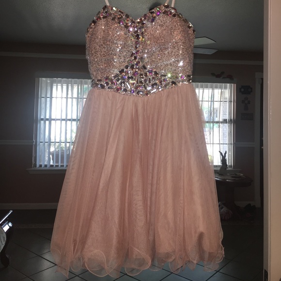 Sequined formal dress (blush) - Picture 1 of 2