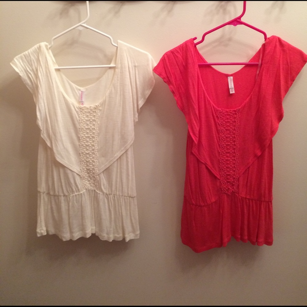 Two for One! Blouses. White ivory and peach colors