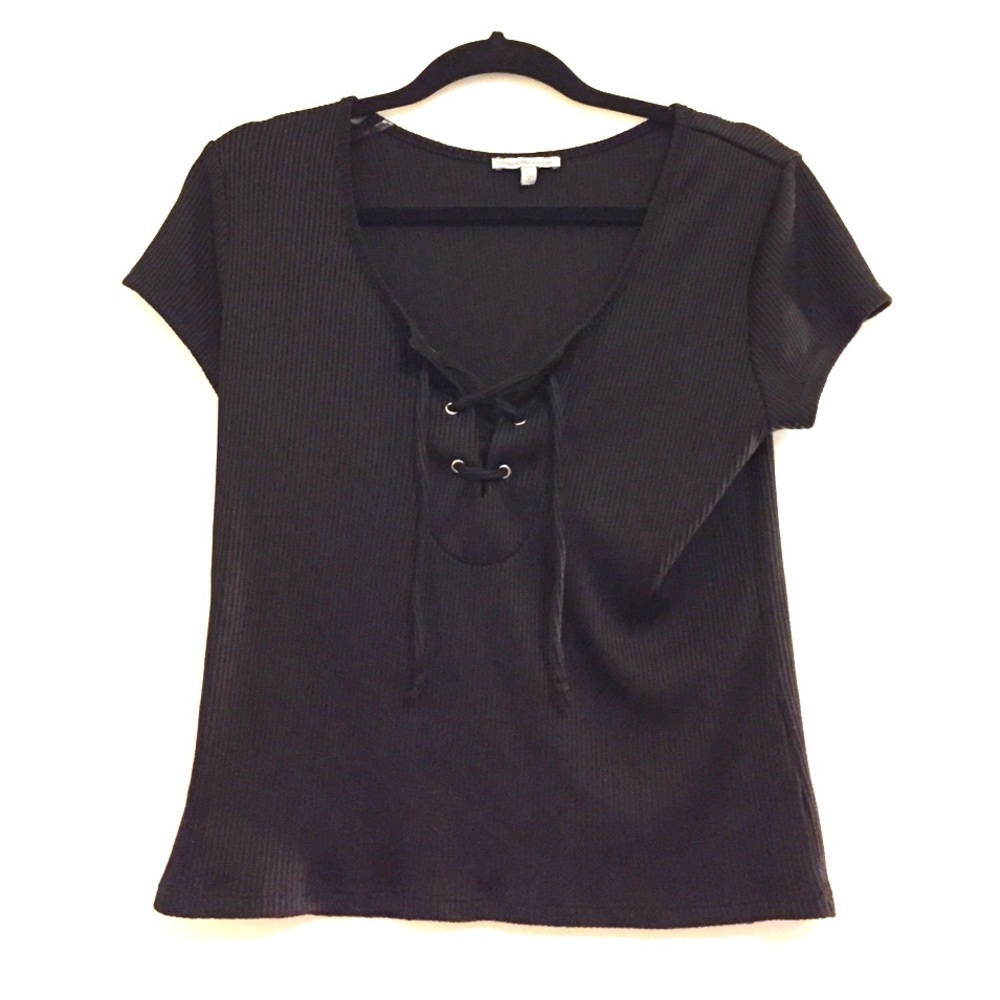 Charlotte Russe Ribbed Tie-Up Crop Top size XL