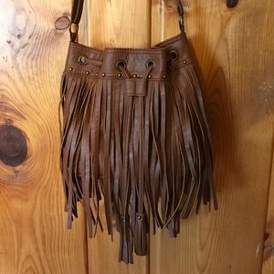 Delia's Brown Bucket Fringe Purse