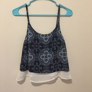 Blue Printed Crop Tank