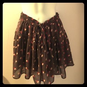 American Eagle sheer skirt gray pink hearts S
