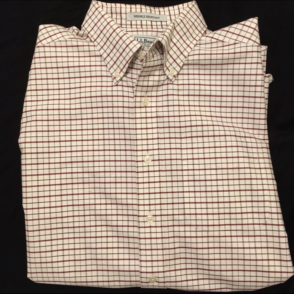 L.L. Bean Men's Button Up - Red & Maroon Plaid