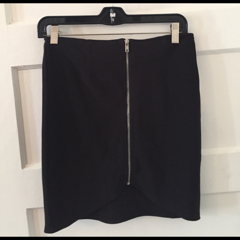 Black high low zipper mini skirt