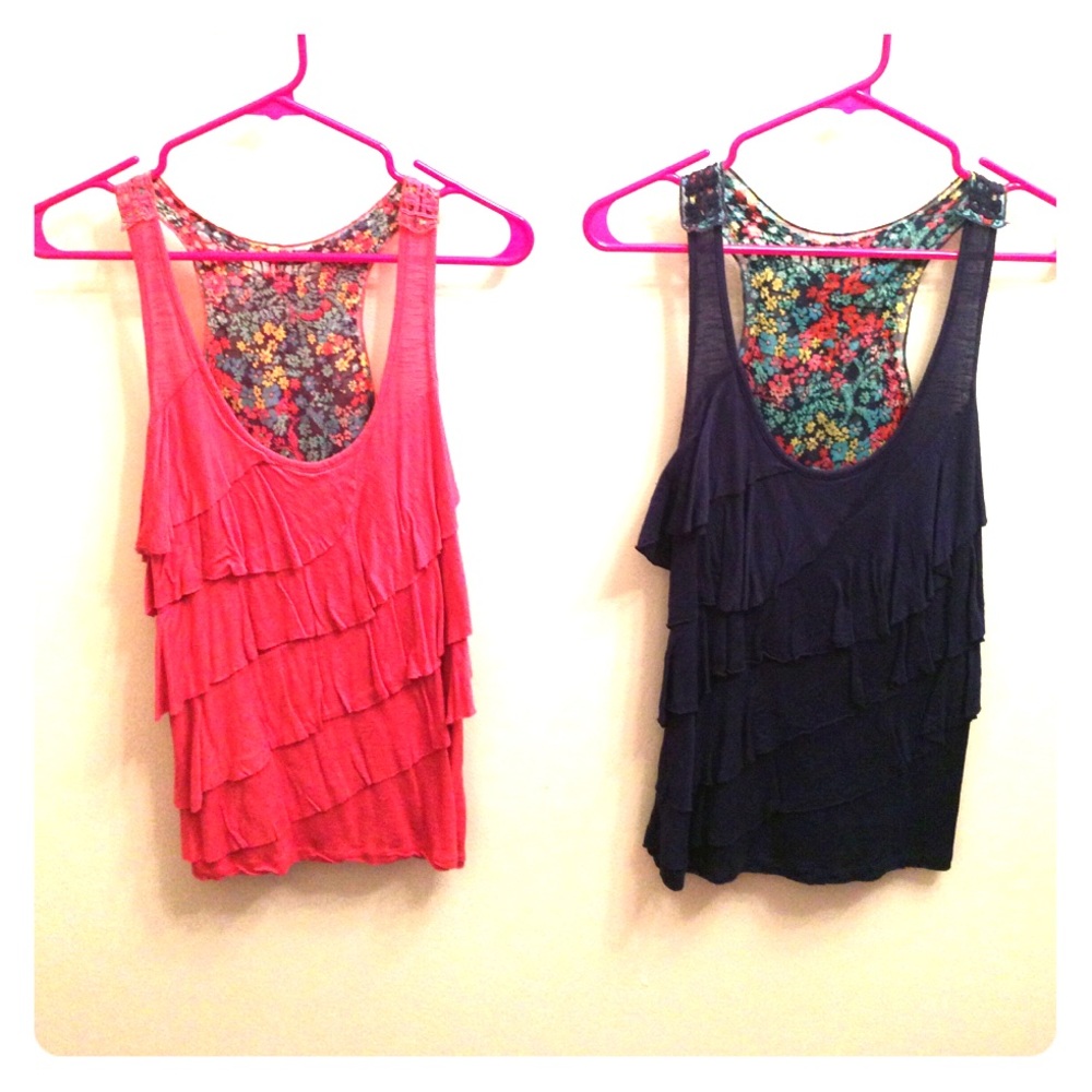 Both in One! Orange and blue ruffle top, razor