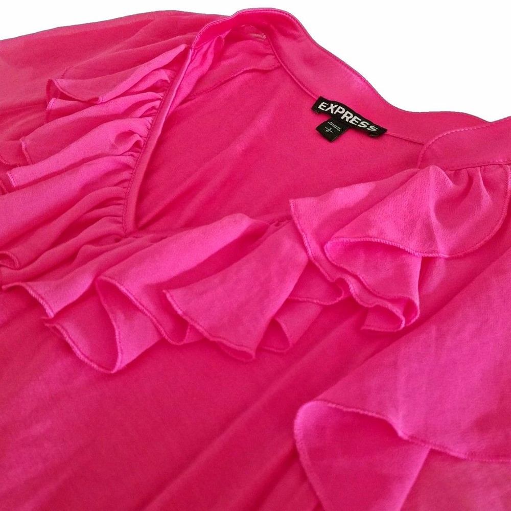 Express Ruffle V Neck Dress Work Blouse - Picture 3 of 3