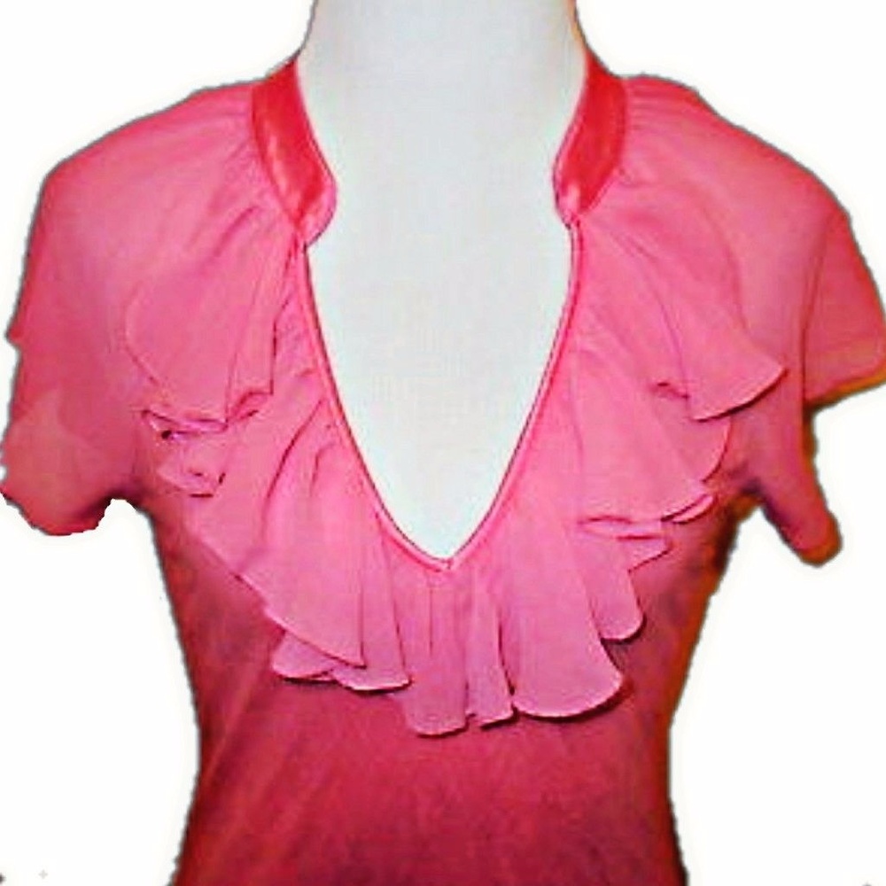 Express Ruffle V Neck Dress Work Blouse