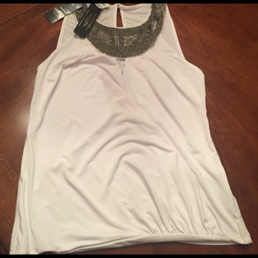 Bebe embellished neck top -XS