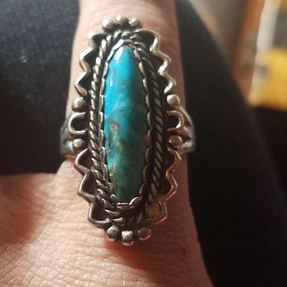 Vintage Najavo Sterling Silver, turquoise ring sz5